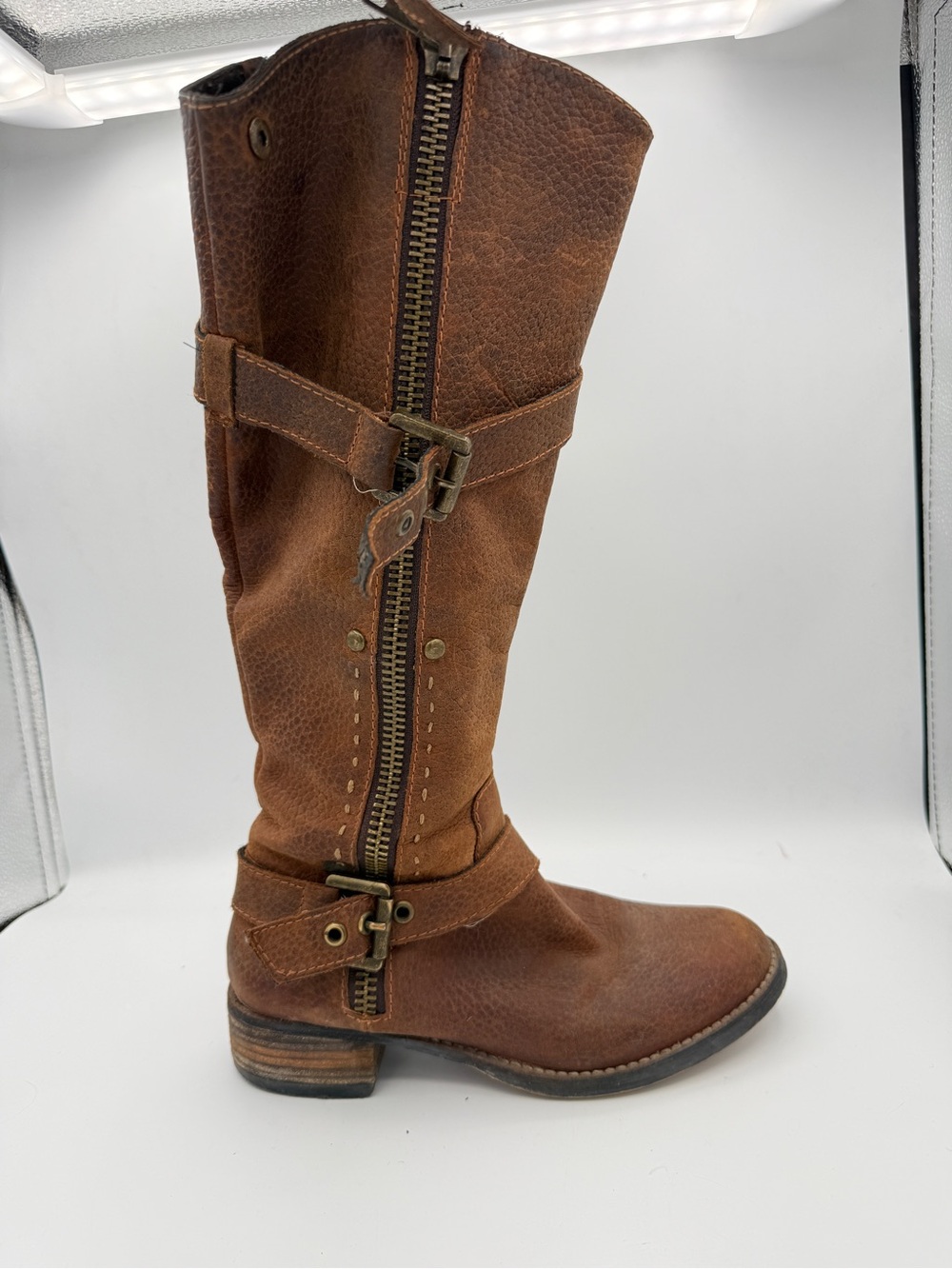 Vintage Arnold Churgin Brown Leather Flat Knee High Boots 37
